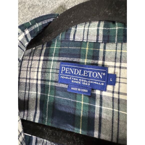 Pendleton Shirt Women Large Green Plaid Button Down Flannel Outdoor Hiking - Picture 2 of 7